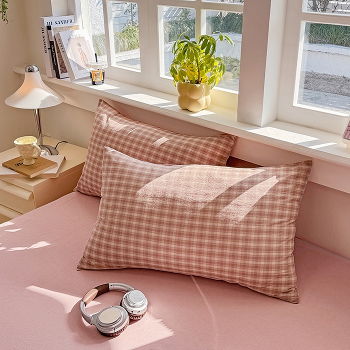 91家纺网 家纺一手货源 找家纺 （总）梦依依 2026新款全棉色织水洗棉拉链款单品枕套