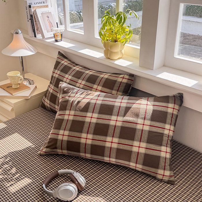 91家纺网 家纺一手货源 找家纺 （总）梦依依 2026新款全棉色织水洗棉拉链款单品枕套