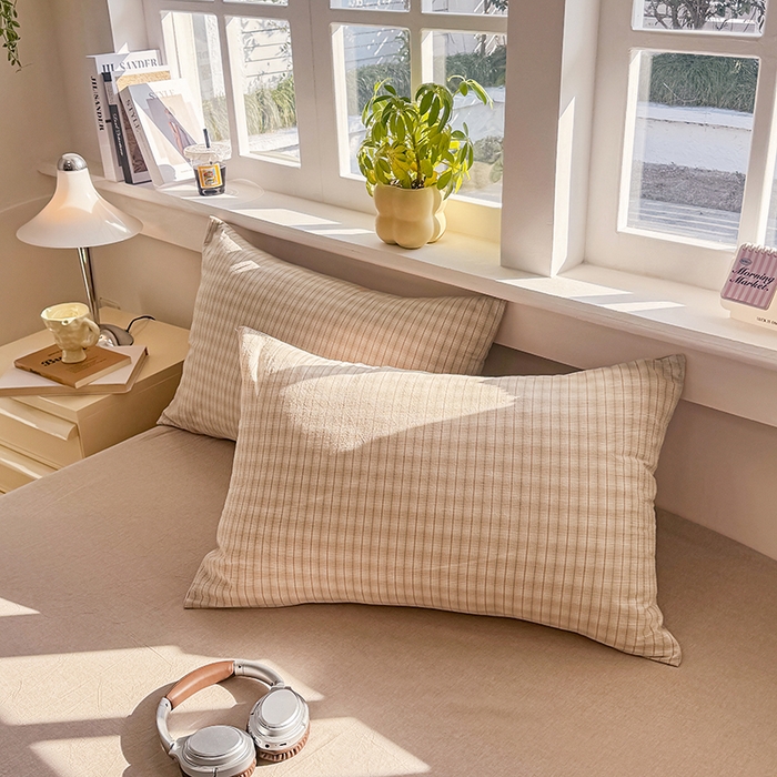 91家纺网 家纺一手货源 找家纺 （总）梦依依 2026新款全棉色织水洗棉拉链款单品枕套