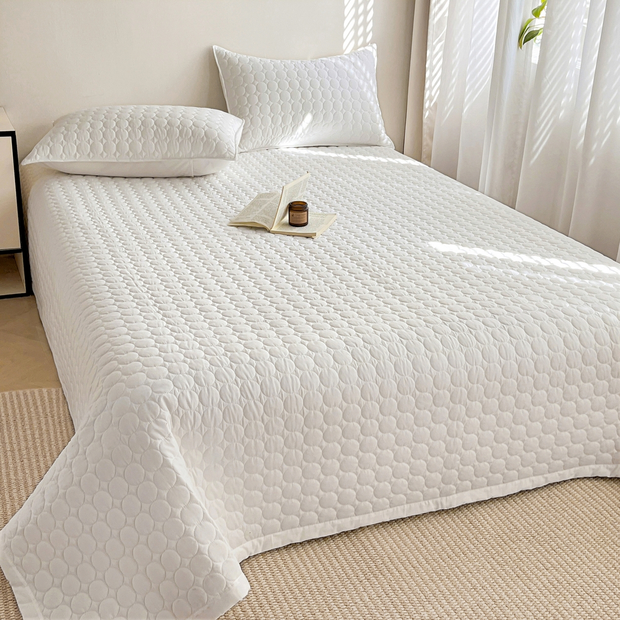 91家纺网 家纺一手货源 找家纺 （总）其奥家纺 2026新款全棉水洗棉夹棉床盖三件套-同心圆系列