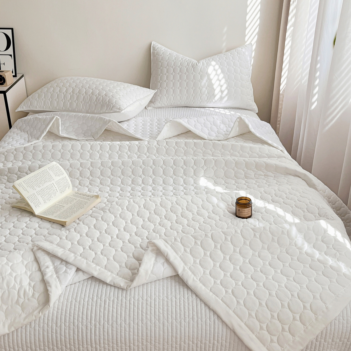 91家纺网 家纺一手货源 找家纺 （总）其奥家纺 2026新款全棉水洗棉夹棉床盖三件套-同心圆系列