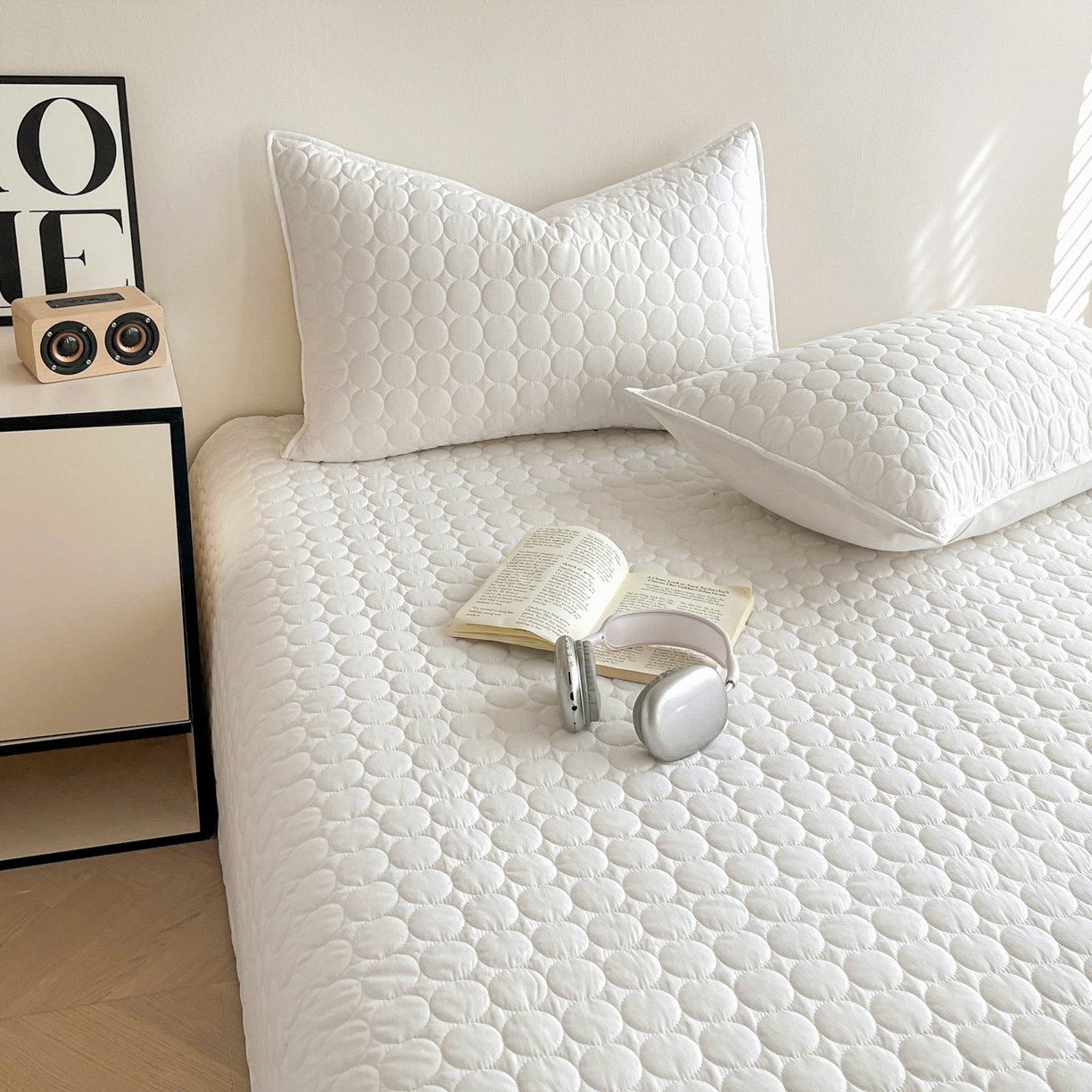 91家纺网 家纺一手货源 找家纺 （总）其奥家纺 2026新款全棉水洗棉夹棉床盖三件套-同心圆系列