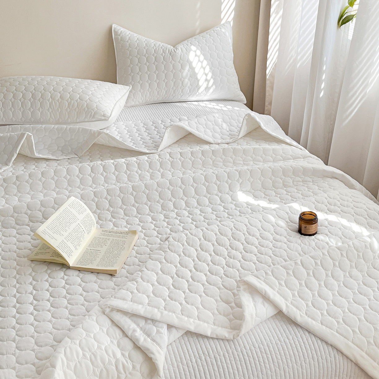 91家纺网 家纺一手货源 找家纺 （总）其奥家纺 2026新款全棉水洗棉夹棉床盖三件套-同心圆系列