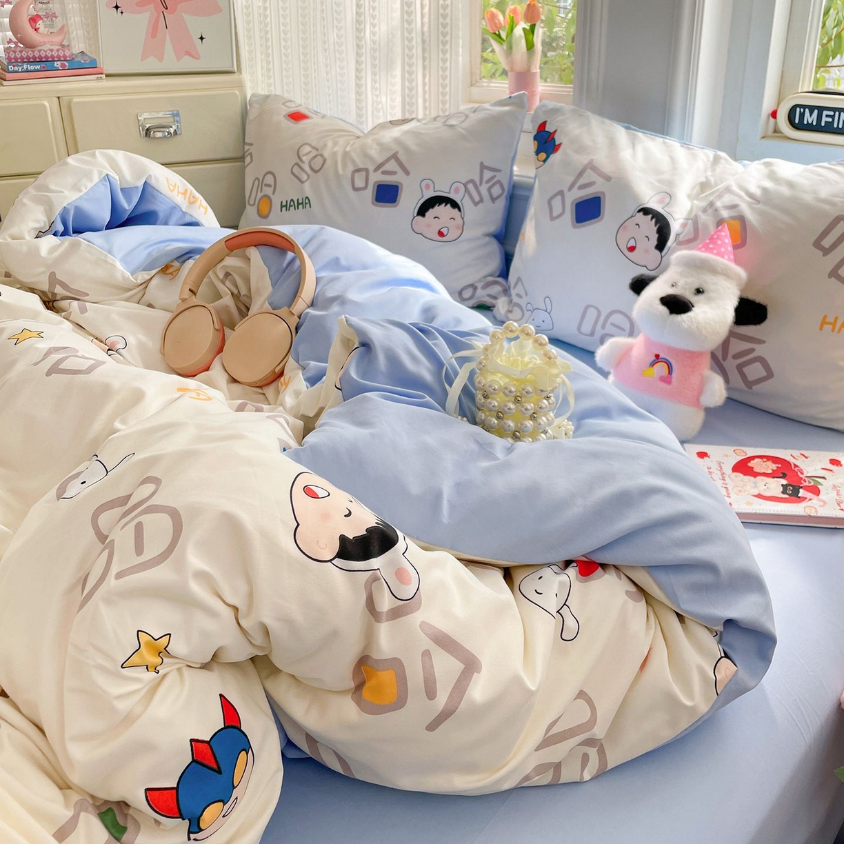 91家纺网 家纺一手货源 找家纺 卡斯诺家纺馆 2026新款古法水洗仿棉四件套（下载文件包含买家秀） 欢乐哈哈