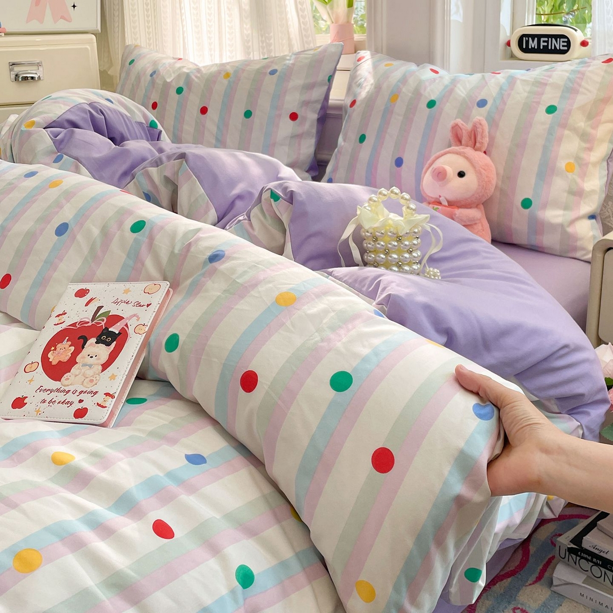 91家纺网 家纺一手货源 找家纺 卡斯诺家纺馆 2026新款古法水洗仿棉四件套（下载文件包含买家秀） 圆点趣味