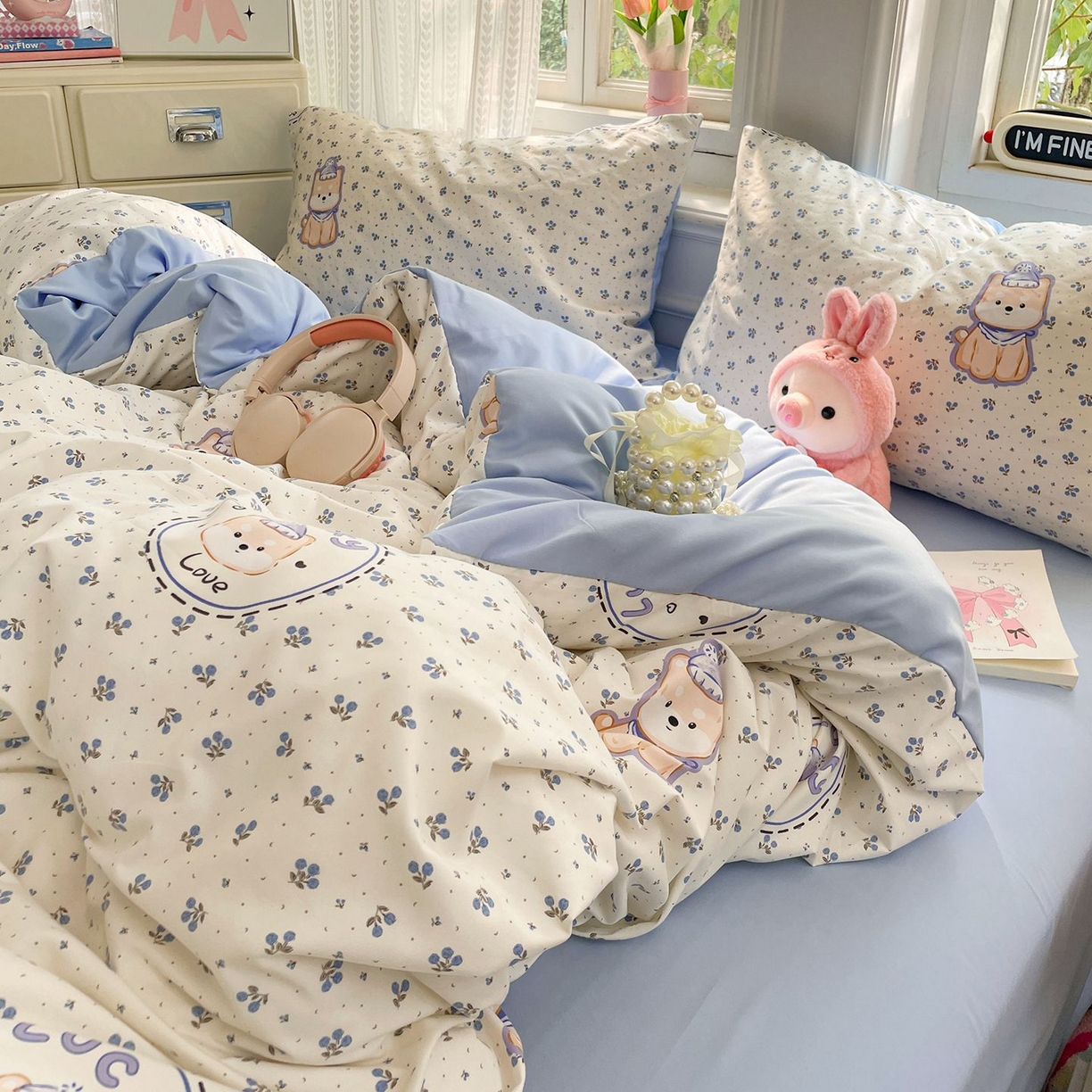 91家纺网 家纺一手货源 找家纺 卡斯诺家纺馆 2026新款古法水洗仿棉四件套（下载文件包含买家秀） 点点花萌