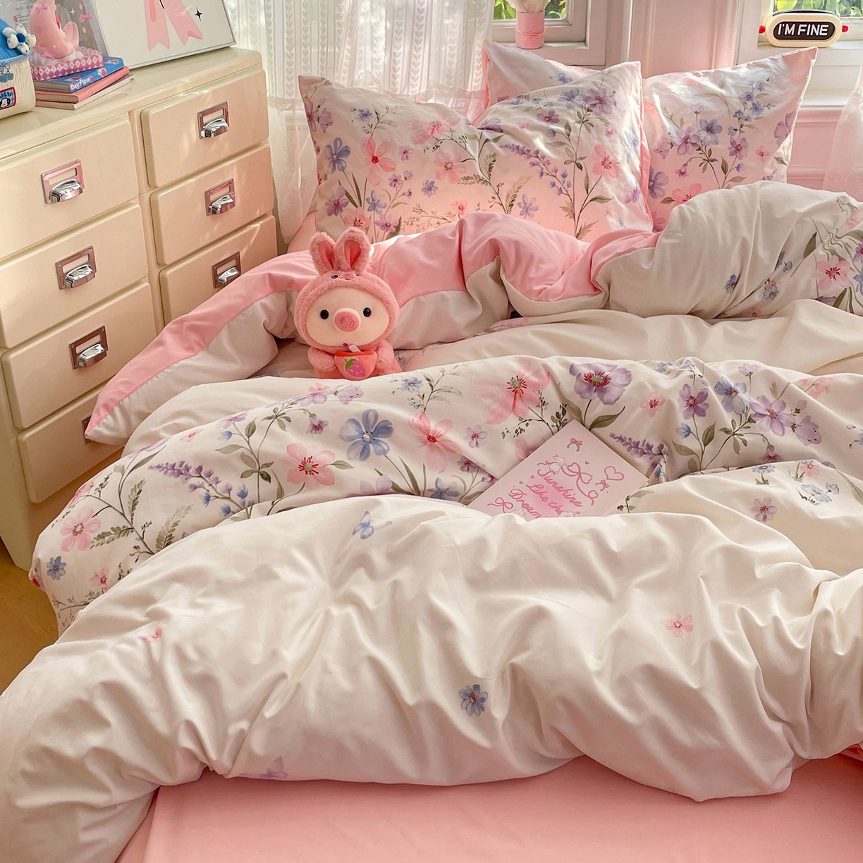 91家纺网 家纺一手货源 找家纺 卡斯诺家纺馆 2026新款古法水洗仿棉四件套（下载文件包含买家秀） 花栖