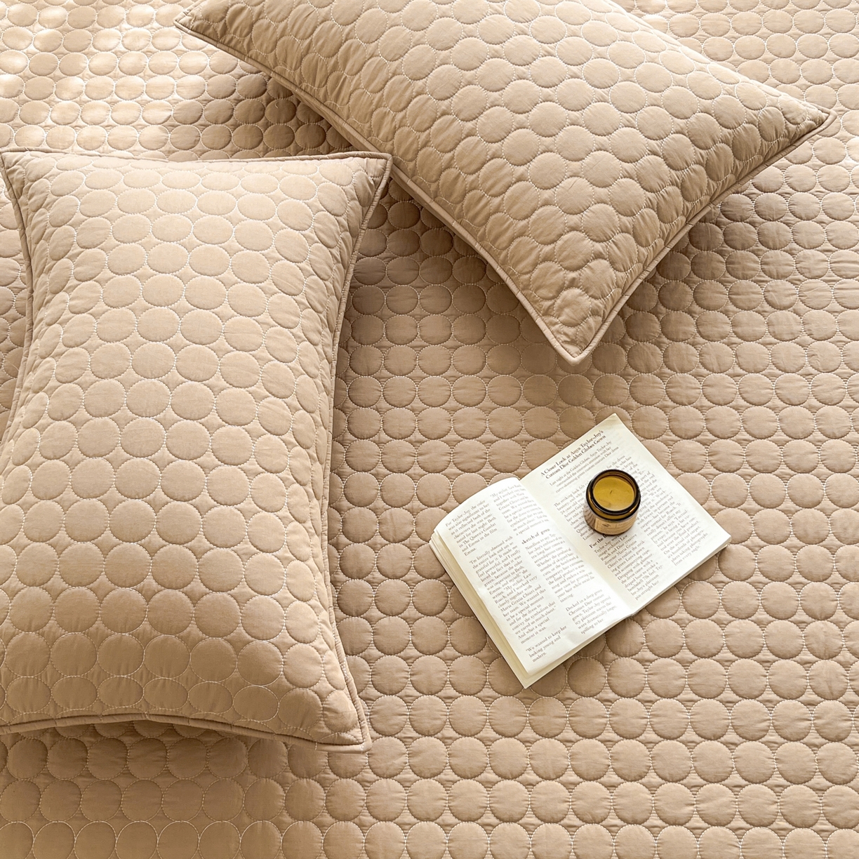 91家纺网 家纺一手货源 找家纺 其奥家纺 2026新款全棉水洗棉夹棉床盖三件套-同心圆系列 摩咖