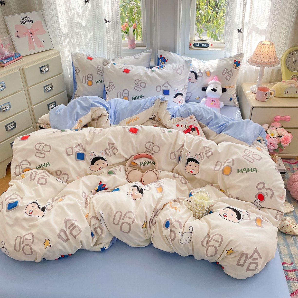 91家纺网 家纺一手货源 找家纺 卡斯诺家纺馆 2026新款古法水洗仿棉四件套（下载文件包含买家秀） 欢乐哈哈