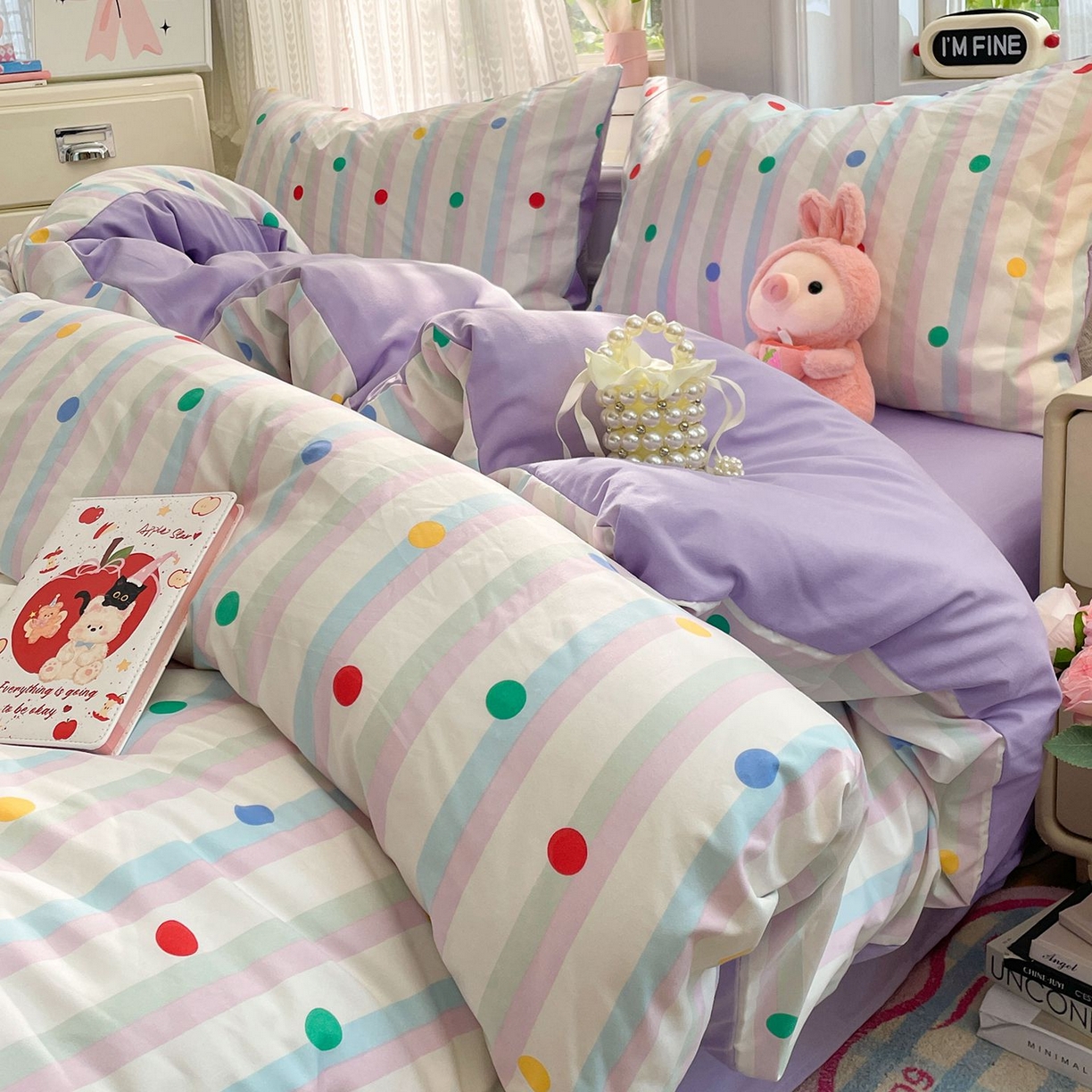 91家纺网 家纺一手货源 找家纺 卡斯诺家纺馆 2026新款古法水洗仿棉四件套（下载文件包含买家秀） 圆点趣味