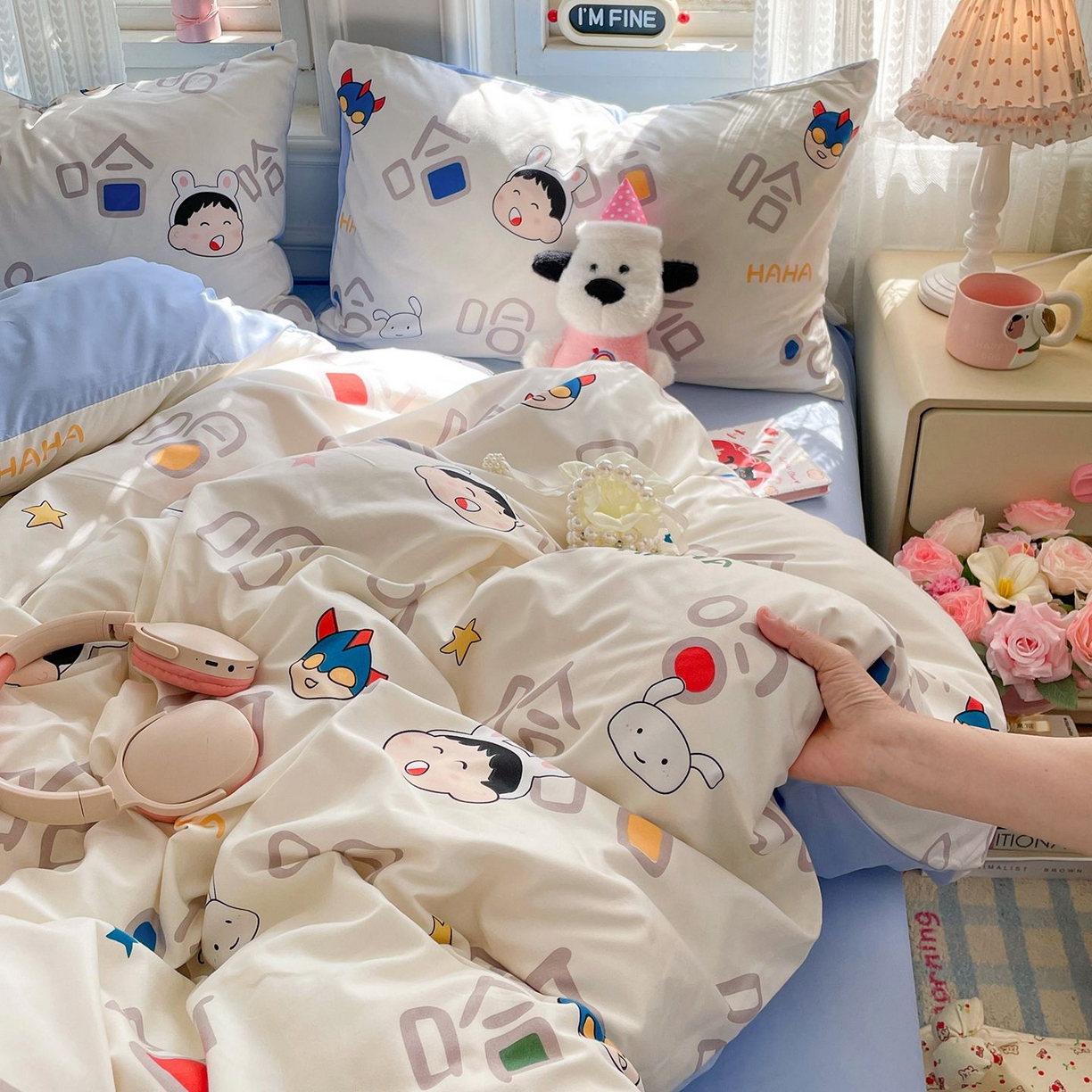 91家纺网 家纺一手货源 找家纺 卡斯诺家纺馆 2026新款古法水洗仿棉四件套（下载文件包含买家秀） 欢乐哈哈