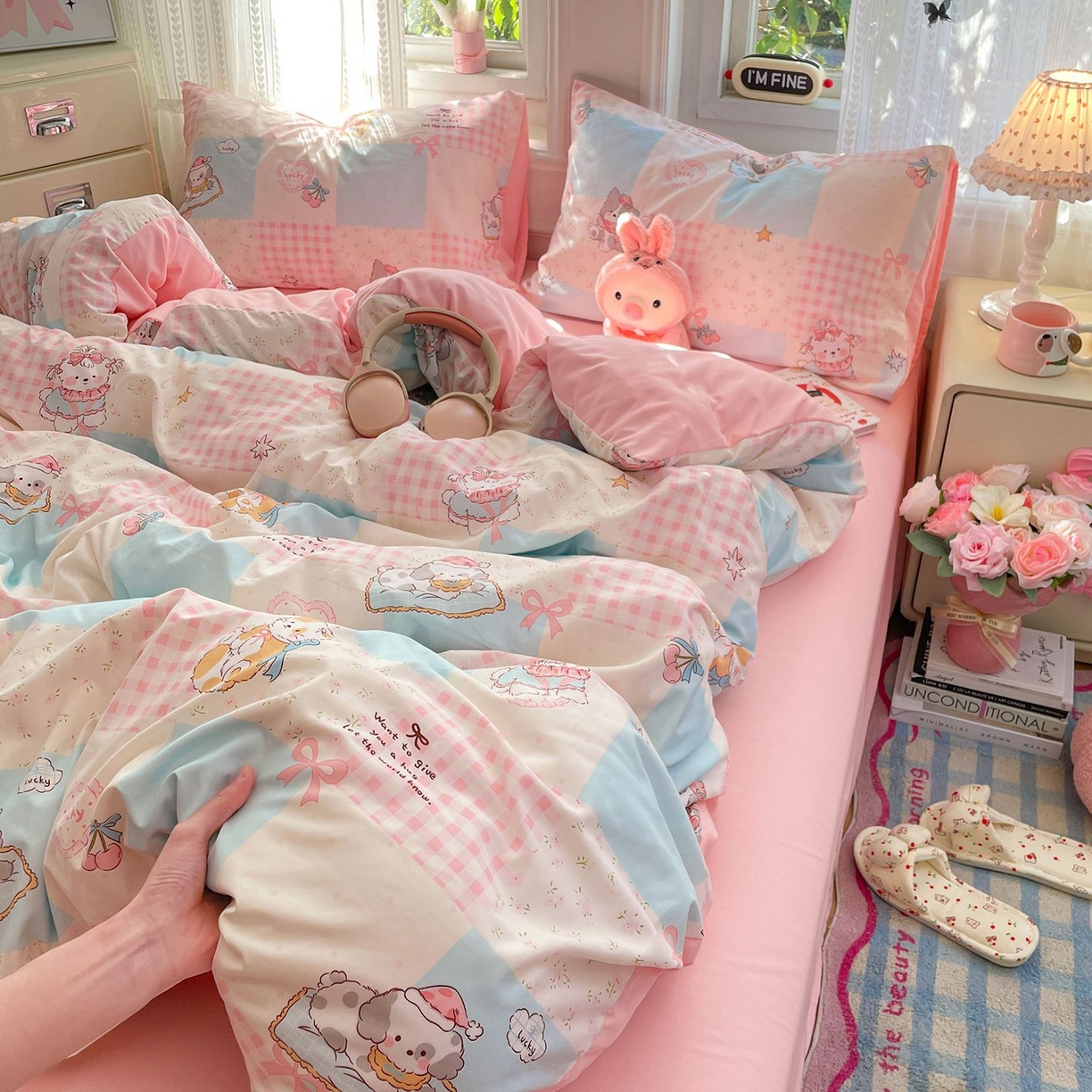 91家纺网 家纺一手货源 找家纺 卡斯诺家纺馆 2026新款古法水洗仿棉四件套（下载文件包含买家秀） 甜趣萌格