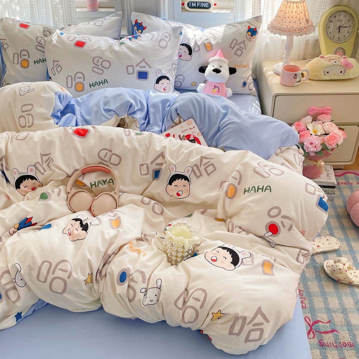 91家纺网 家纺一手货源 找家纺 卡斯诺家纺馆 2026新款古法水洗仿棉四件套（下载文件包含买家秀） 欢乐哈哈