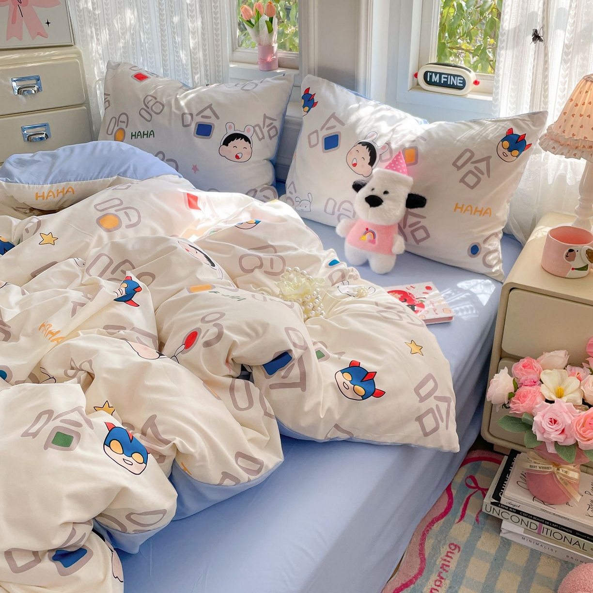 卡斯诺家纺馆 2026新款古法水洗仿棉四件套（下载文件包含买家秀） 欢乐哈哈