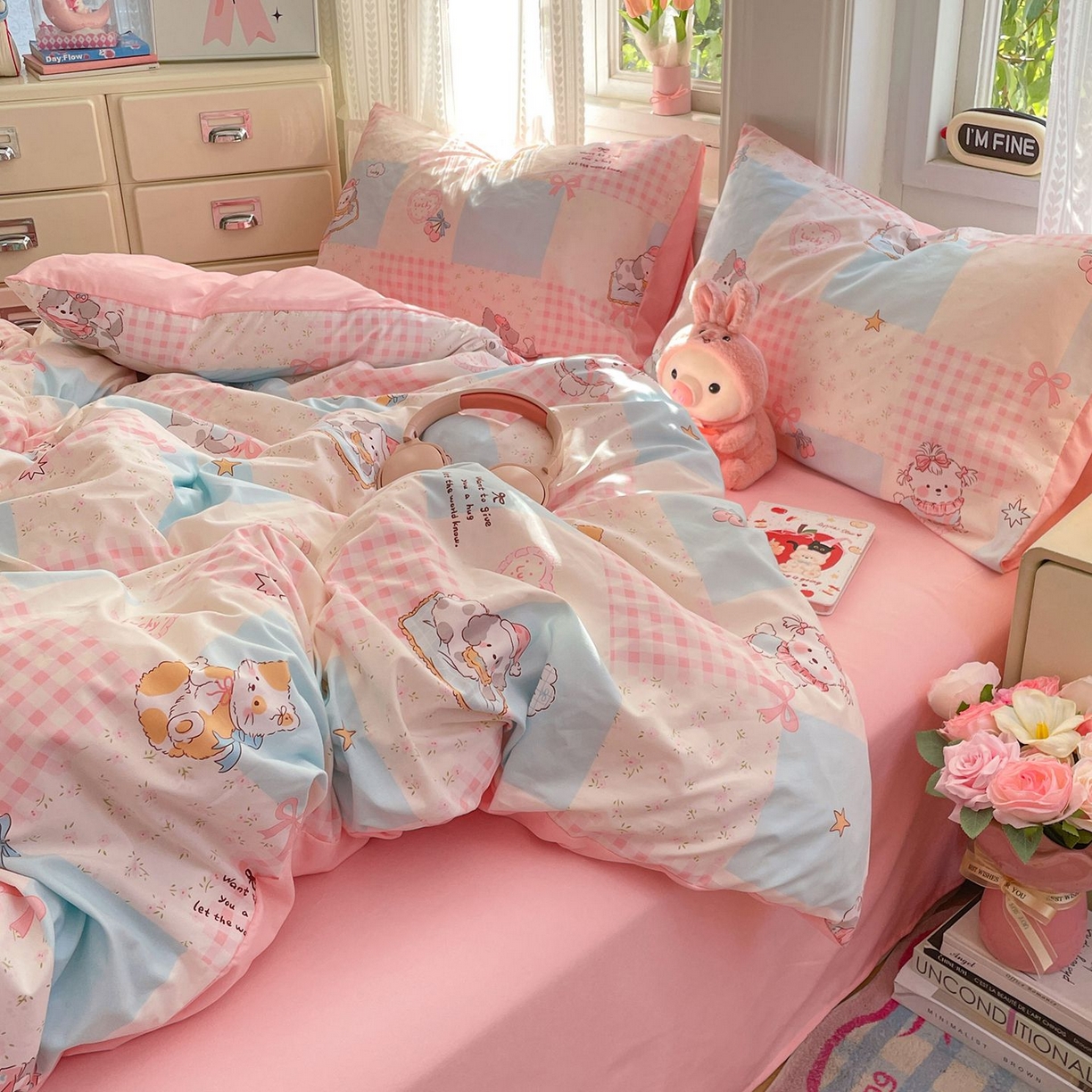 91家纺网 家纺一手货源 找家纺 卡斯诺家纺馆 2026新款古法水洗仿棉四件套（下载文件包含买家秀） 甜趣萌格