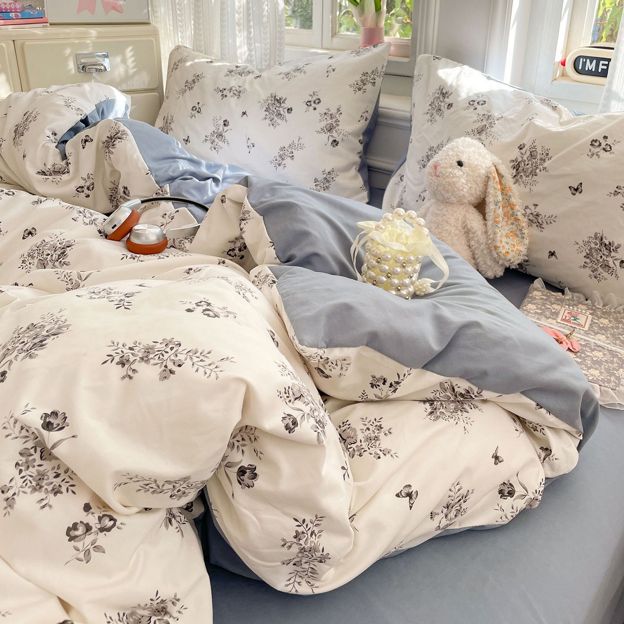 91家纺网 家纺一手货源 找家纺 卡斯诺家纺馆 2026新款古法水洗仿棉四件套（下载文件包含买家秀） 梦幻花蝶