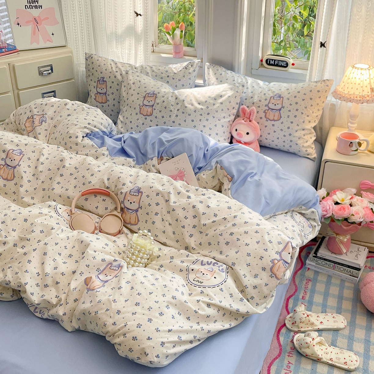 91家纺网 家纺一手货源 找家纺 卡斯诺家纺馆 2026新款古法水洗仿棉四件套（下载文件包含买家秀） 点点花萌