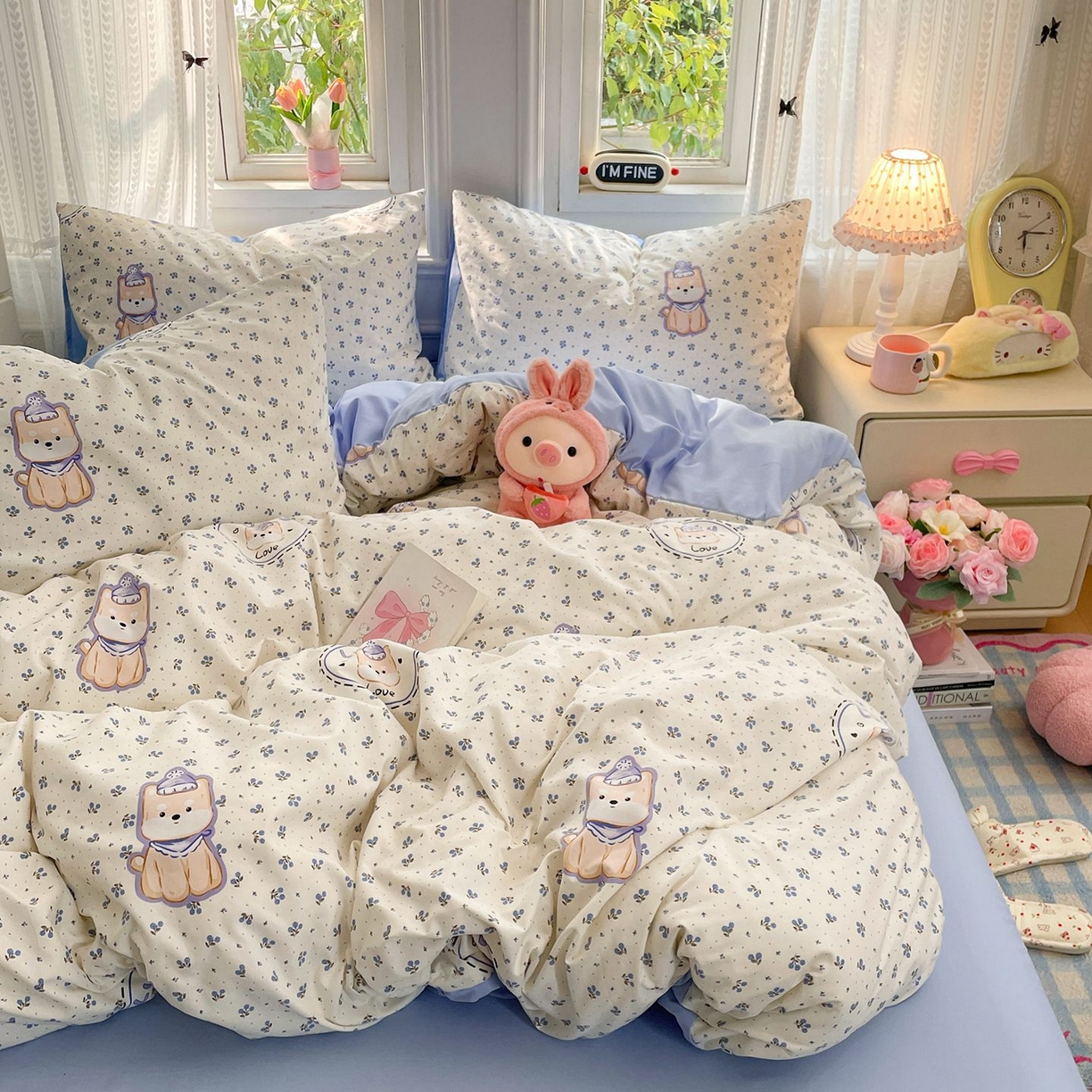 91家纺网 家纺一手货源 找家纺 卡斯诺家纺馆 2026新款古法水洗仿棉四件套（下载文件包含买家秀） 点点花萌