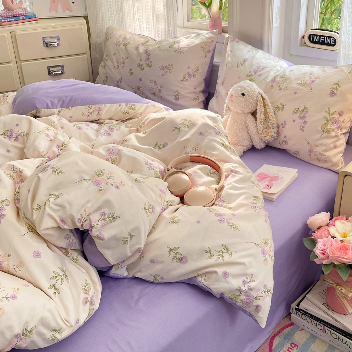 91家纺网 家纺一手货源 找家纺 卡斯诺家纺馆 2026新款古法水洗仿棉四件套（下载文件包含买家秀） 紫雾花町