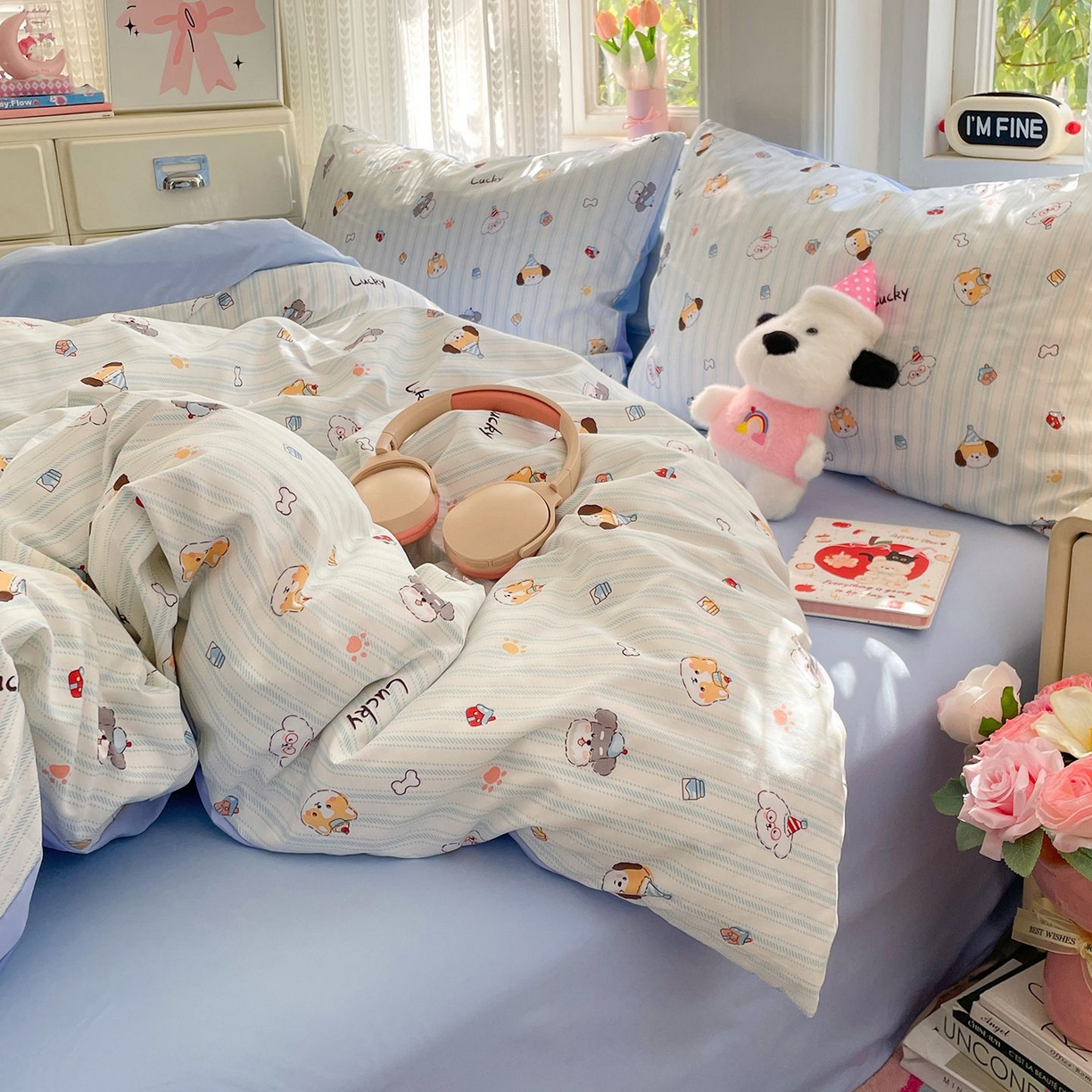 91家纺网 家纺一手货源 找家纺 卡斯诺家纺馆 2026新款古法水洗仿棉四件套（下载文件包含买家秀） 软眠萌趣