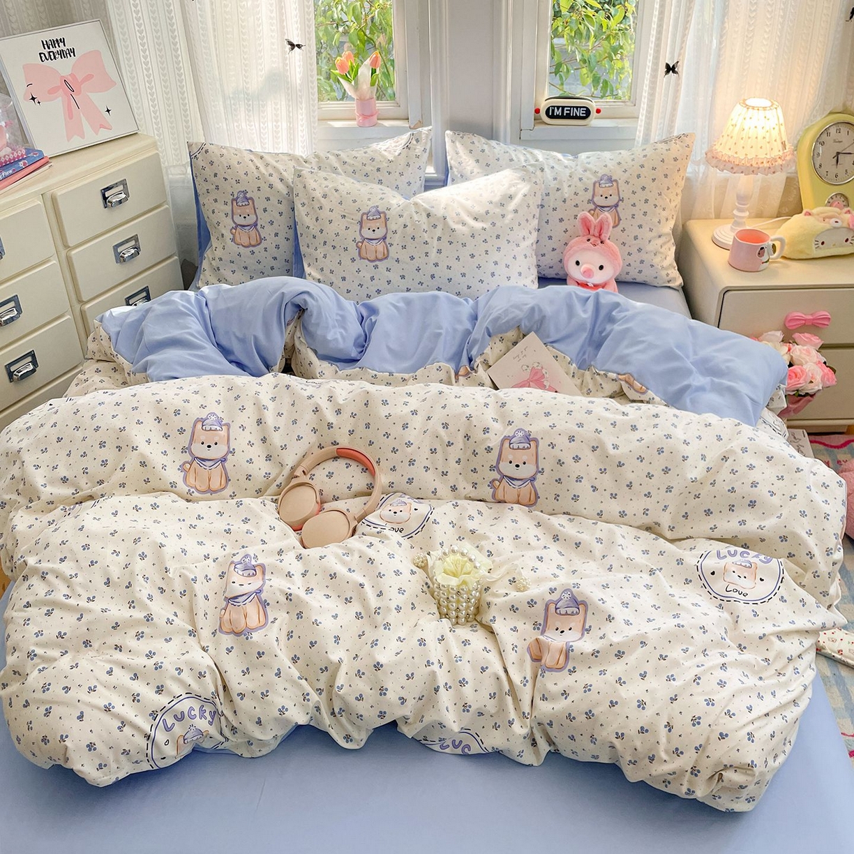 91家纺网 家纺一手货源 找家纺 卡斯诺家纺馆 2026新款古法水洗仿棉四件套（下载文件包含买家秀） 点点花萌