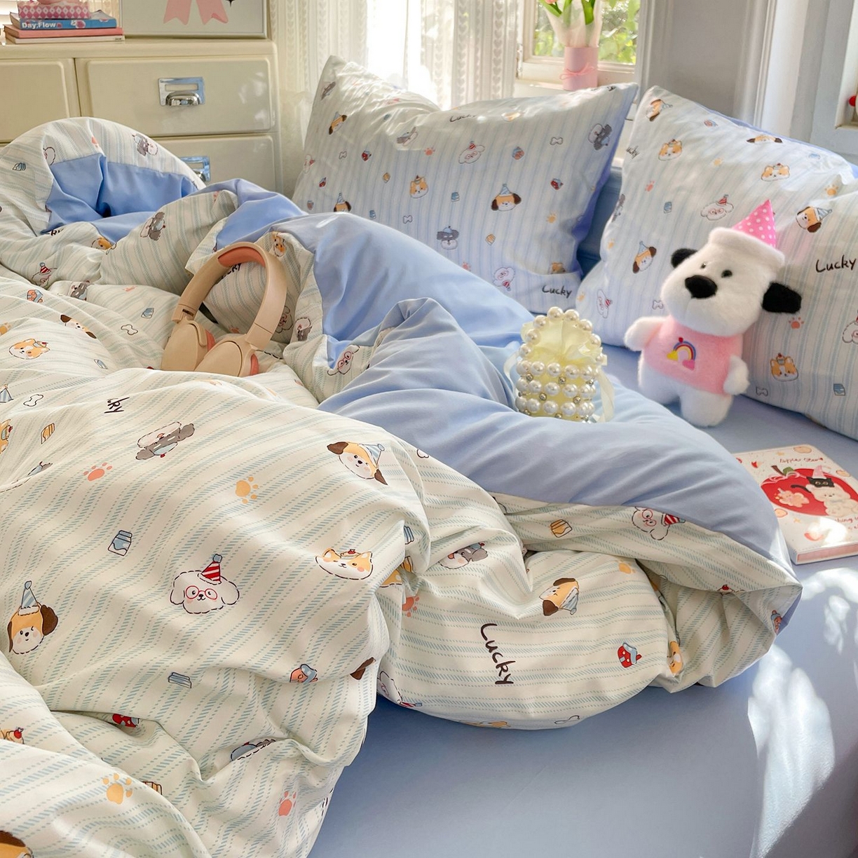 91家纺网 家纺一手货源 找家纺 卡斯诺家纺馆 2026新款古法水洗仿棉四件套（下载文件包含买家秀） 软眠萌趣