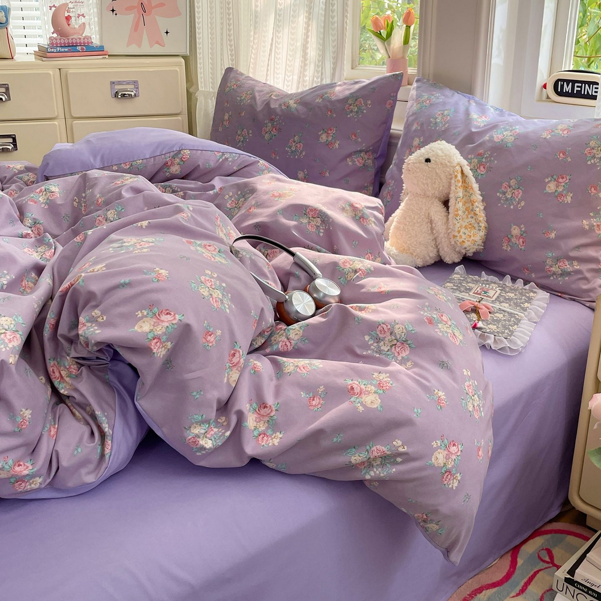 91家纺网 家纺一手货源 找家纺 卡斯诺家纺馆 2026新款古法水洗仿棉四件套（下载文件包含买家秀） 柔紫繁花