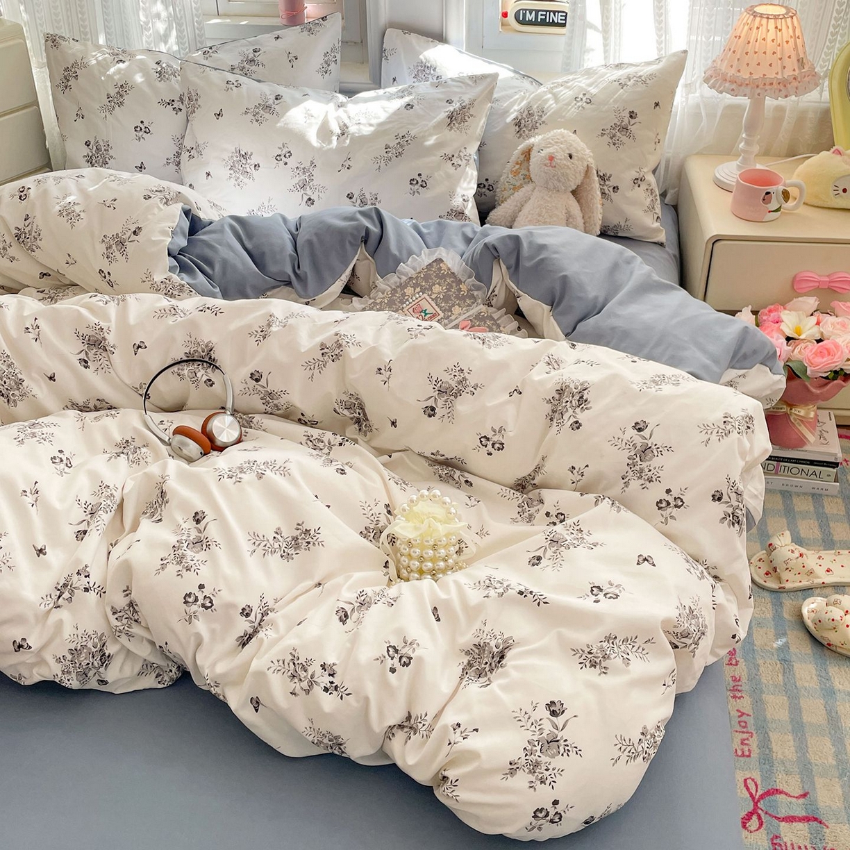 91家纺网 家纺一手货源 找家纺 卡斯诺家纺馆 2026新款古法水洗仿棉四件套（下载文件包含买家秀） 梦幻花蝶