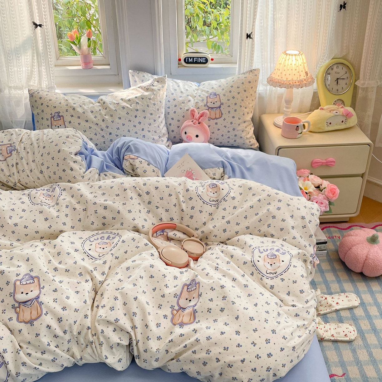 91家纺网 家纺一手货源 找家纺 卡斯诺家纺馆 2026新款古法水洗仿棉四件套（下载文件包含买家秀） 点点花萌