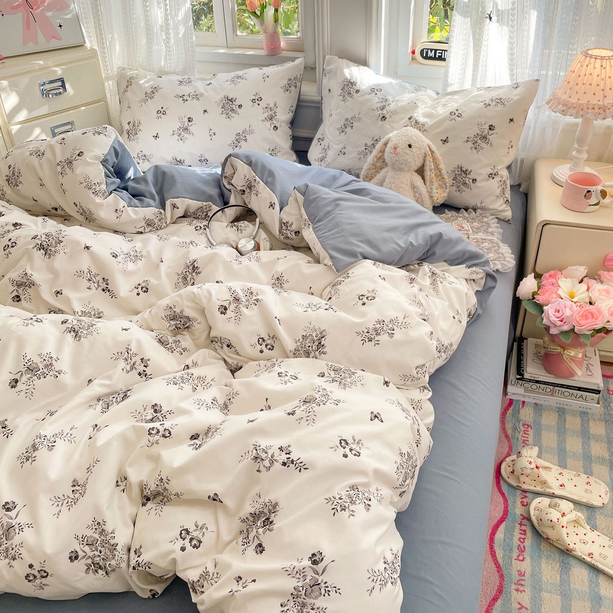 91家纺网 家纺一手货源 找家纺 卡斯诺家纺馆 2026新款古法水洗仿棉四件套（下载文件包含买家秀） 梦幻花蝶