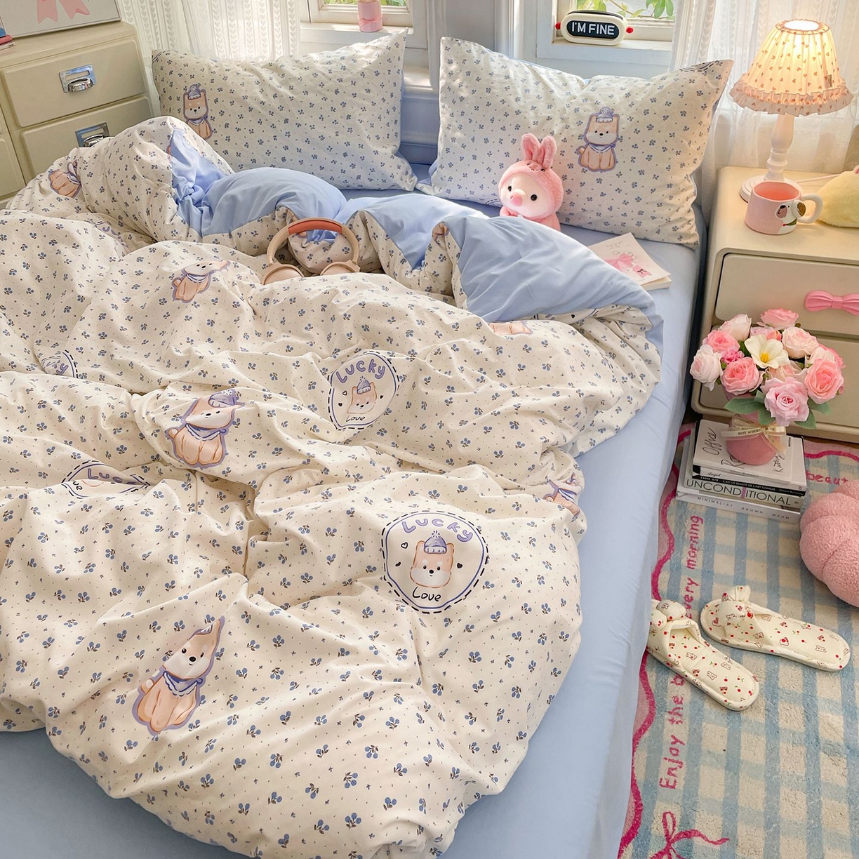 91家纺网 家纺一手货源 找家纺 卡斯诺家纺馆 2026新款古法水洗仿棉四件套（下载文件包含买家秀） 点点花萌