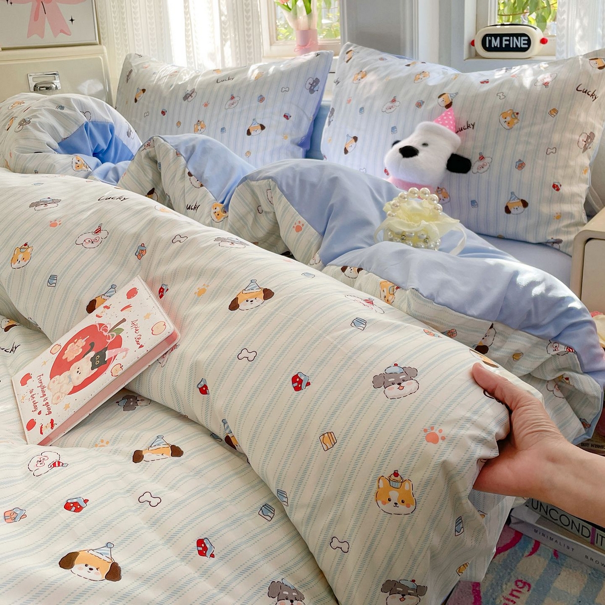 91家纺网 家纺一手货源 找家纺 卡斯诺家纺馆 2026新款古法水洗仿棉四件套（下载文件包含买家秀） 软眠萌趣