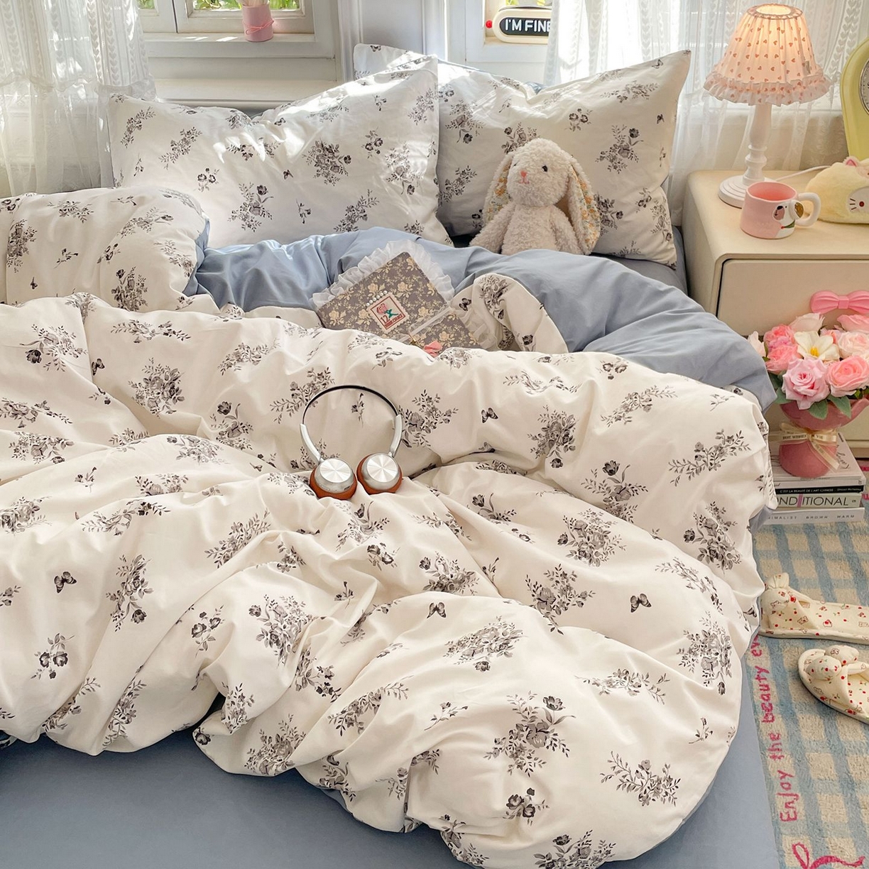 91家纺网 家纺一手货源 找家纺 卡斯诺家纺馆 2026新款古法水洗仿棉四件套（下载文件包含买家秀） 梦幻花蝶