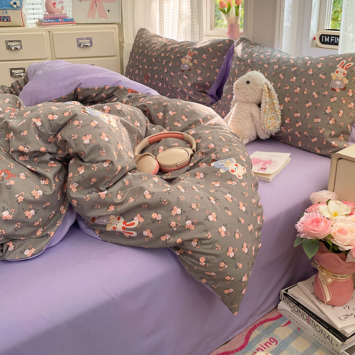 91家纺网 家纺一手货源 找家纺 卡斯诺家纺馆 2026新款古法水洗仿棉四件套（下载文件包含买家秀） 森屿花兔