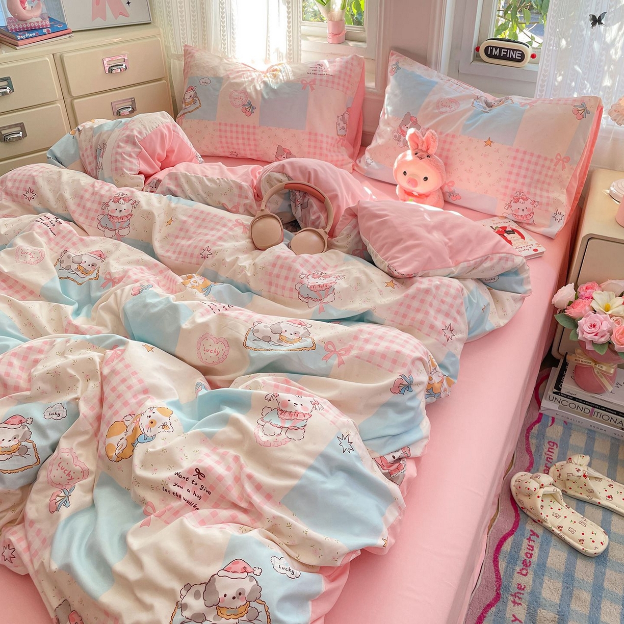 91家纺网 家纺一手货源 找家纺 卡斯诺家纺馆 2026新款古法水洗仿棉四件套（下载文件包含买家秀） 甜趣萌格