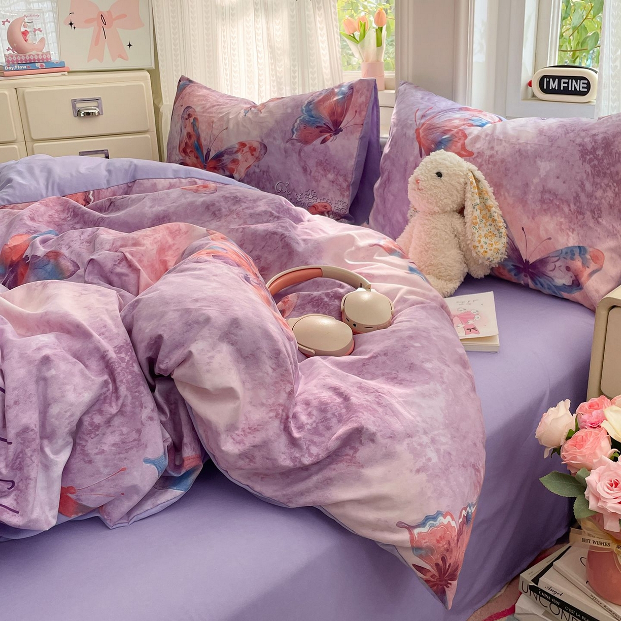 91家纺网 家纺一手货源 找家纺 卡斯诺家纺馆 2026新款古法水洗仿棉四件套（下载文件包含买家秀） 紫蝶