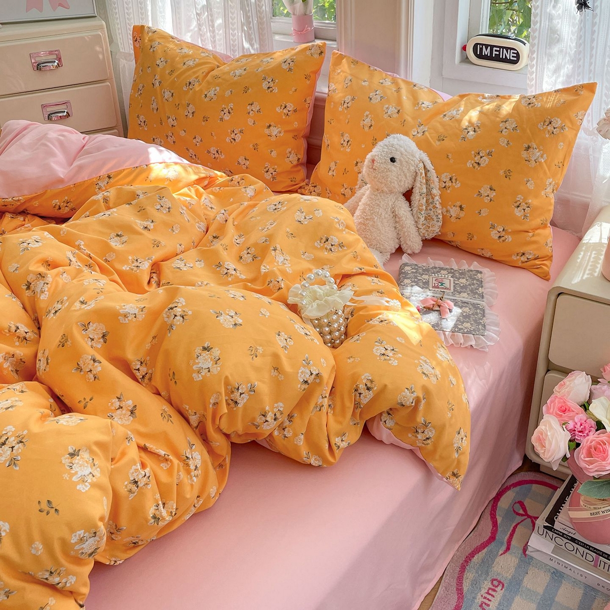 91家纺网 家纺一手货源 找家纺 卡斯诺家纺馆 2026新款古法水洗仿棉四件套（下载文件包含买家秀） 花语相伴