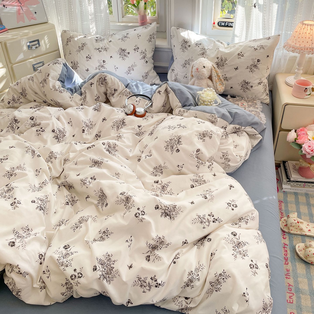 91家纺网 家纺一手货源 找家纺 卡斯诺家纺馆 2026新款古法水洗仿棉四件套（下载文件包含买家秀） 梦幻花蝶