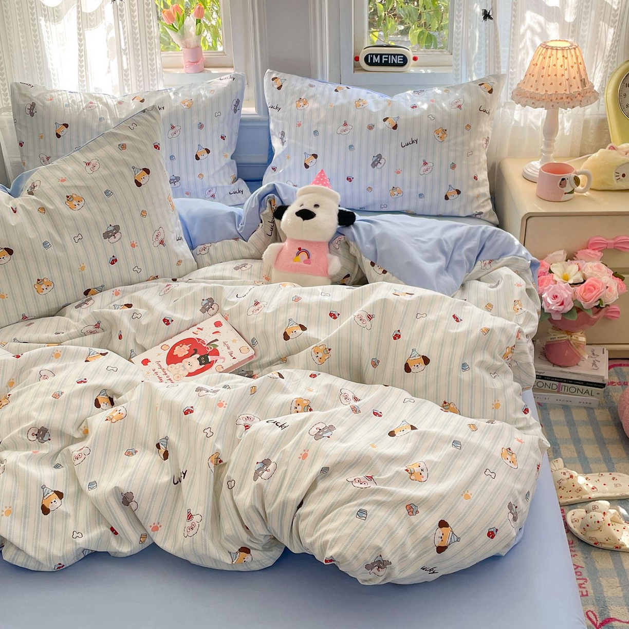 91家纺网 家纺一手货源 找家纺 卡斯诺家纺馆 2026新款古法水洗仿棉四件套（下载文件包含买家秀） 软眠萌趣