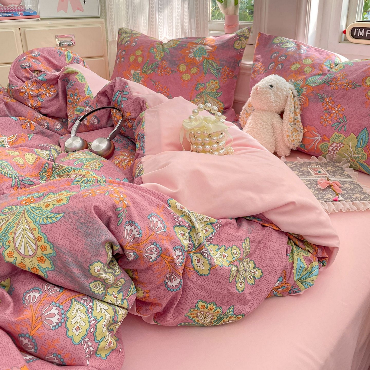 91家纺网 家纺一手货源 找家纺 卡斯诺家纺馆 2026新款古法水洗仿棉四件套（下载文件包含买家秀） 花眠