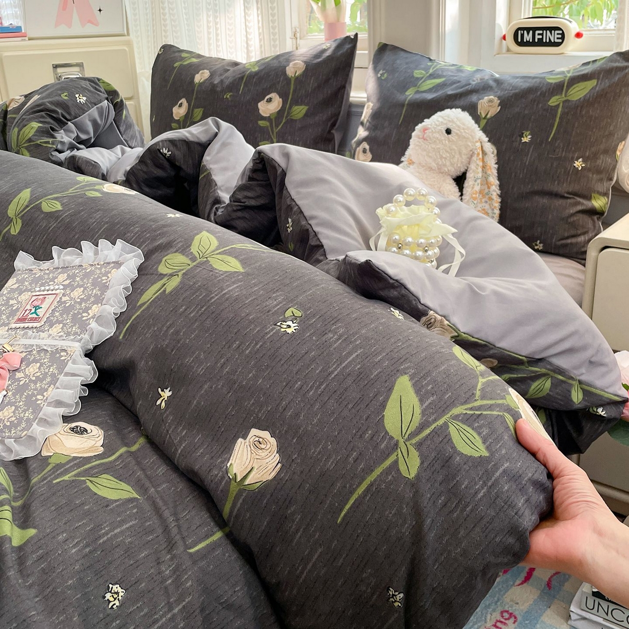 91家纺网 家纺一手货源 找家纺 卡斯诺家纺馆 2026新款古法水洗仿棉四件套（下载文件包含买家秀） 雅致玫瑰