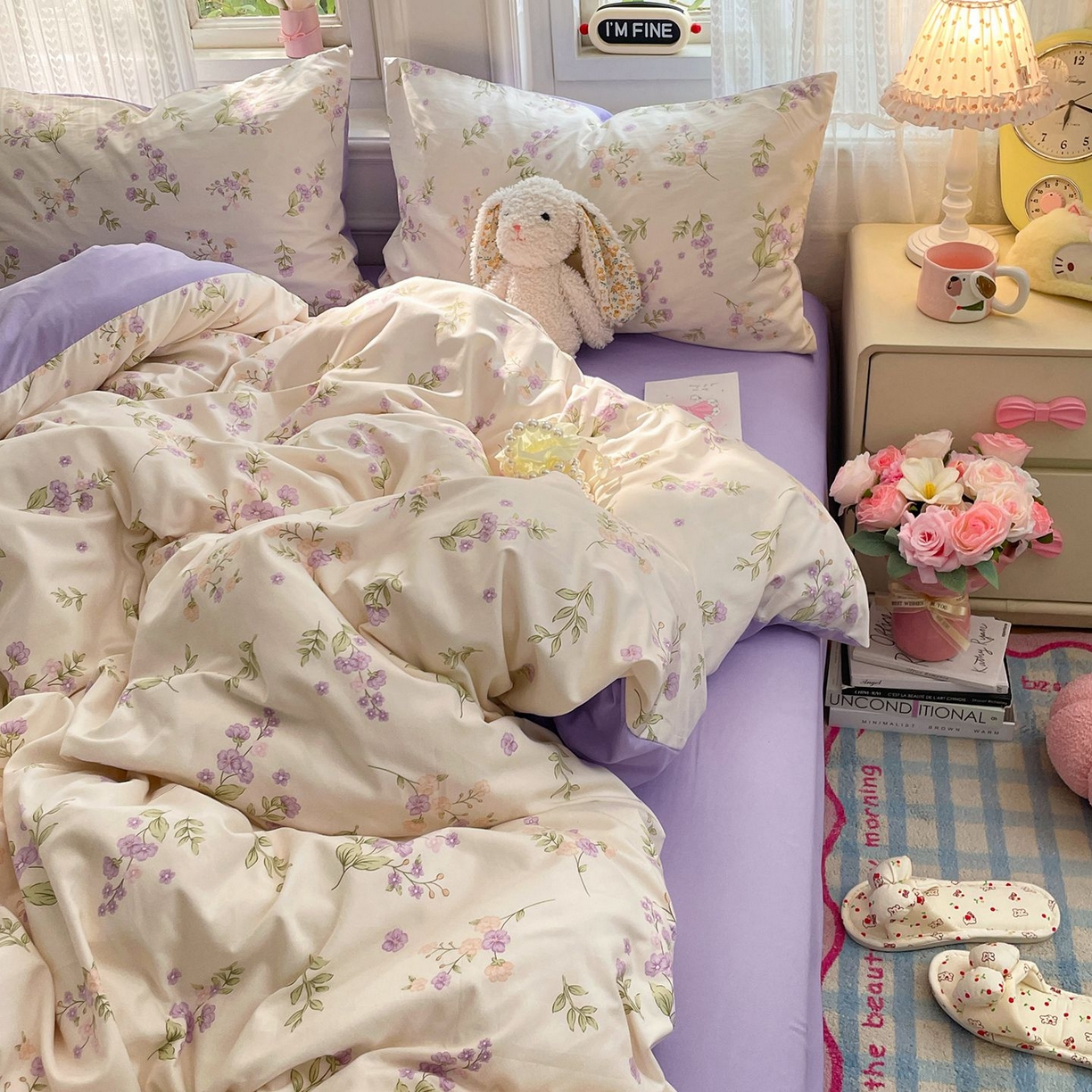 91家纺网 家纺一手货源 找家纺 卡斯诺家纺馆 2026新款古法水洗仿棉四件套（下载文件包含买家秀） 紫雾花町