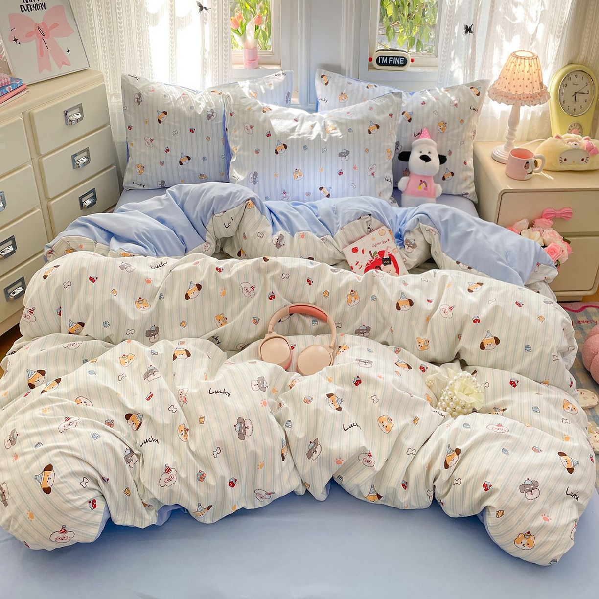 91家纺网 家纺一手货源 找家纺 卡斯诺家纺馆 2026新款古法水洗仿棉四件套（下载文件包含买家秀） 软眠萌趣