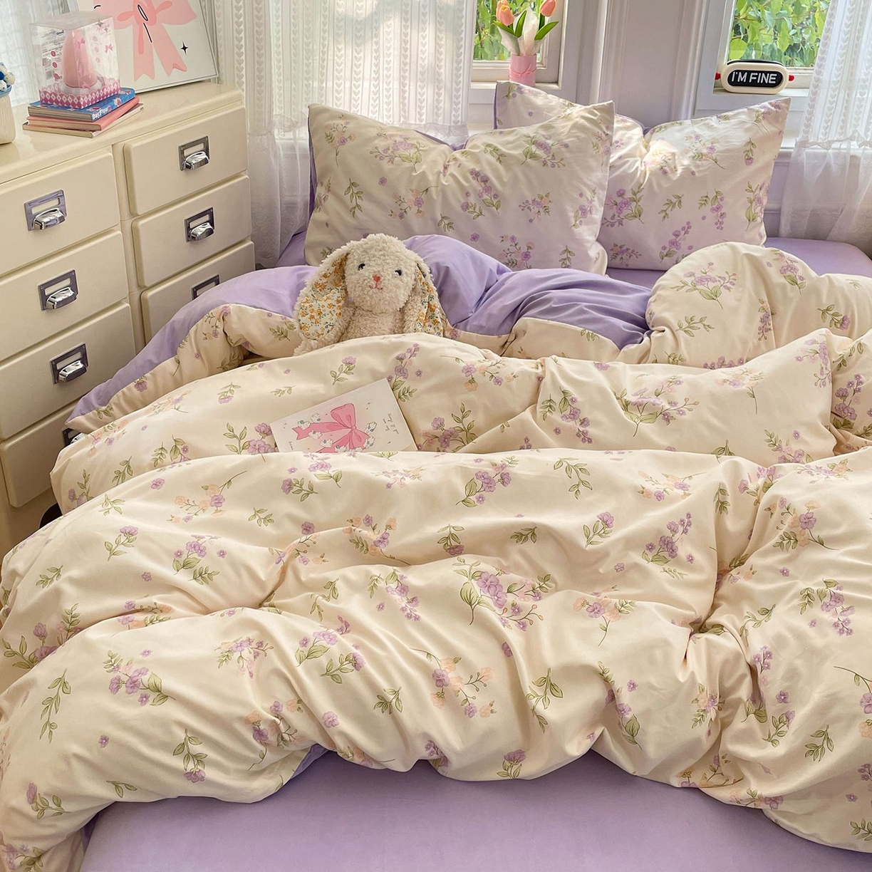 91家纺网 家纺一手货源 找家纺 卡斯诺家纺馆 2026新款古法水洗仿棉四件套（下载文件包含买家秀） 紫雾花町