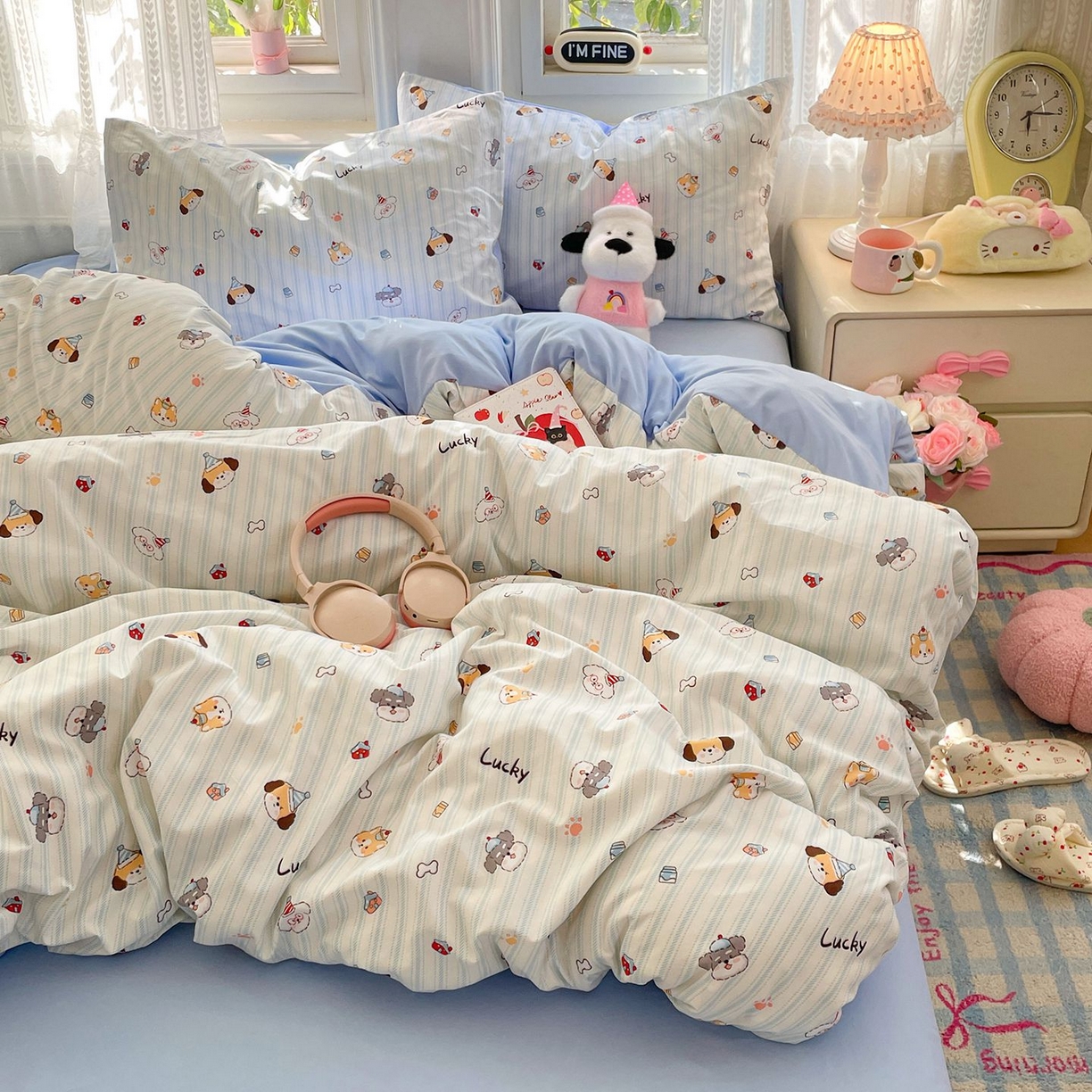 91家纺网 家纺一手货源 找家纺 卡斯诺家纺馆 2026新款古法水洗仿棉四件套（下载文件包含买家秀） 软眠萌趣