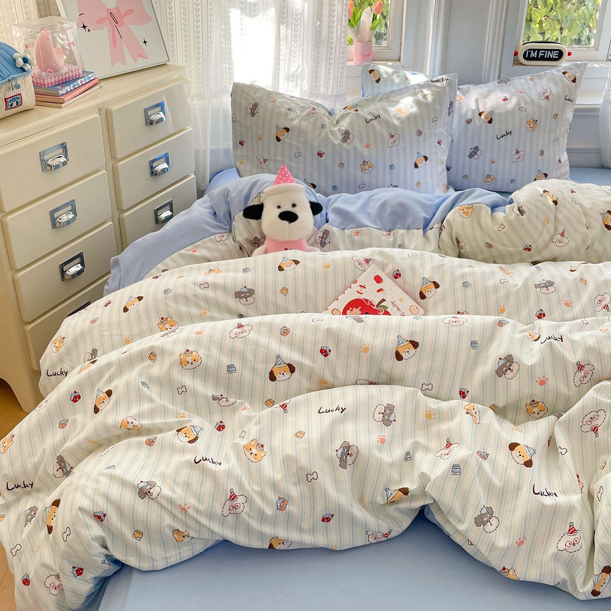 91家纺网 家纺一手货源 找家纺 卡斯诺家纺馆 2026新款古法水洗仿棉四件套（下载文件包含买家秀） 软眠萌趣