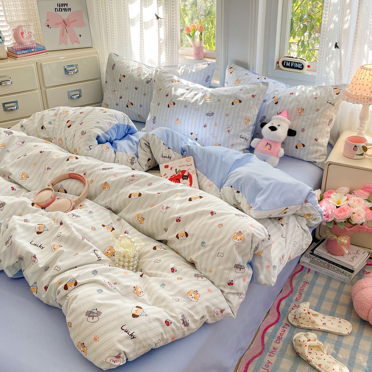 91家纺网 家纺一手货源 找家纺 卡斯诺家纺馆 2026新款古法水洗仿棉四件套（下载文件包含买家秀） 软眠萌趣