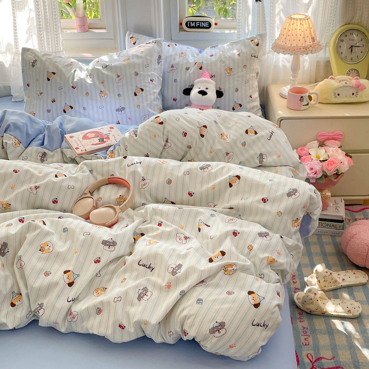 91家纺网 家纺一手货源 找家纺 卡斯诺家纺馆 2026新款古法水洗仿棉四件套（下载文件包含买家秀） 软眠萌趣