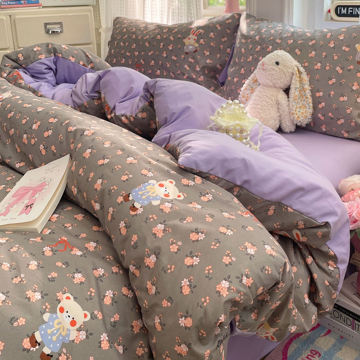 91家纺网 家纺一手货源 找家纺 卡斯诺家纺馆 2026新款古法水洗仿棉四件套（下载文件包含买家秀） 森屿花兔