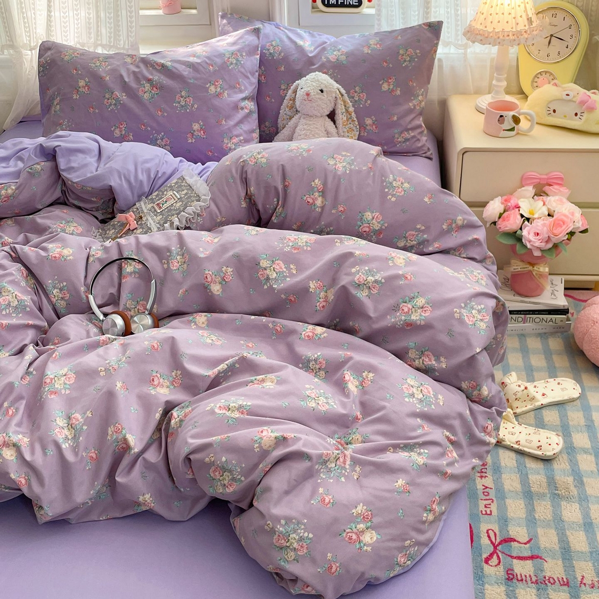 91家纺网 家纺一手货源 找家纺 卡斯诺家纺馆 2026新款古法水洗仿棉四件套（下载文件包含买家秀） 柔紫繁花